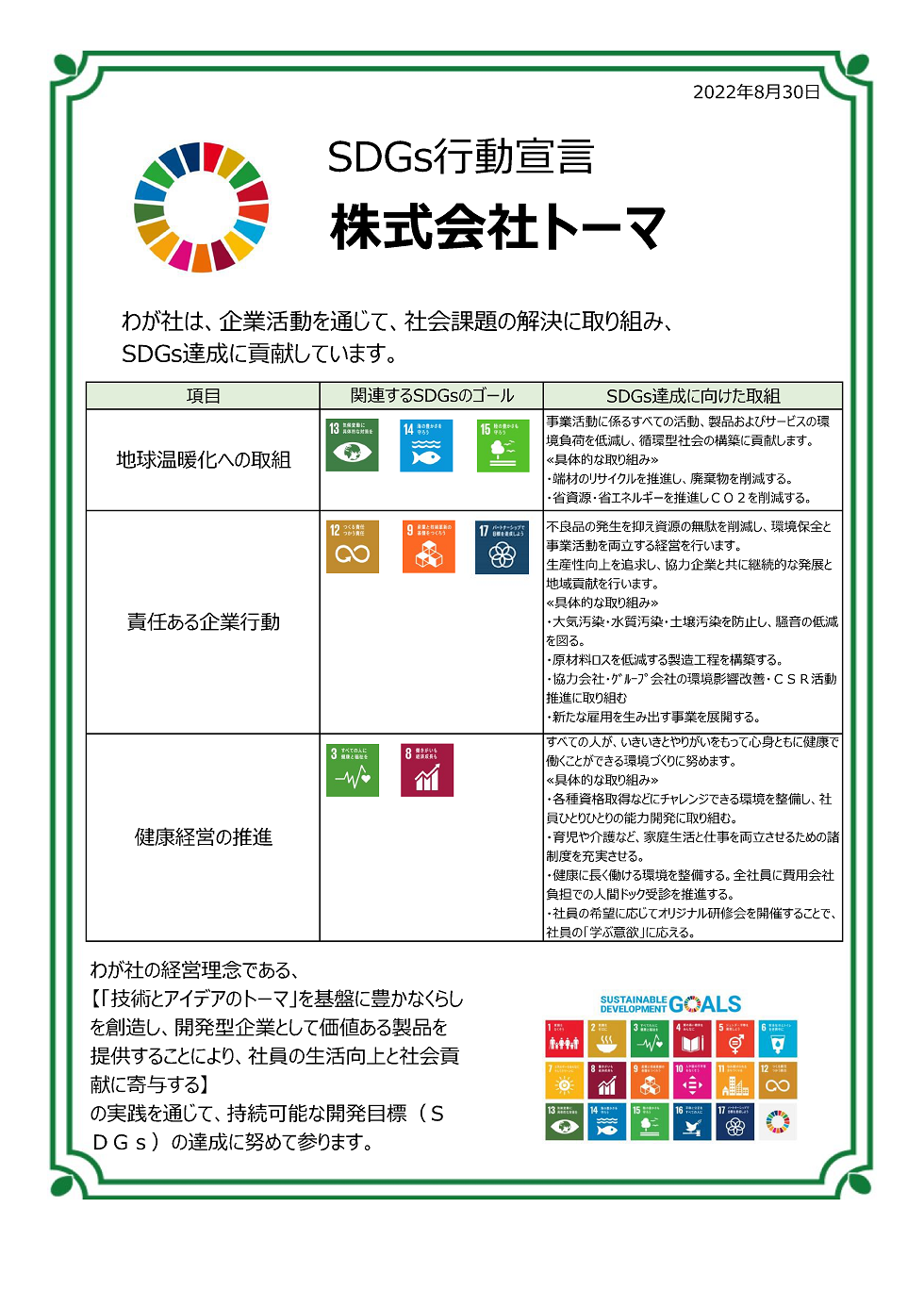 SDGs行動宣言